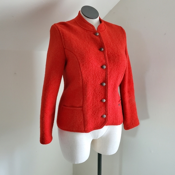 Alphorn Trachtenmode von Adler Red Wool Jacket - Picture 1 of 11